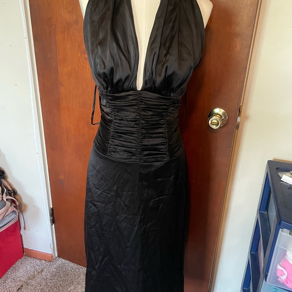 Elegant Black Halter Dress